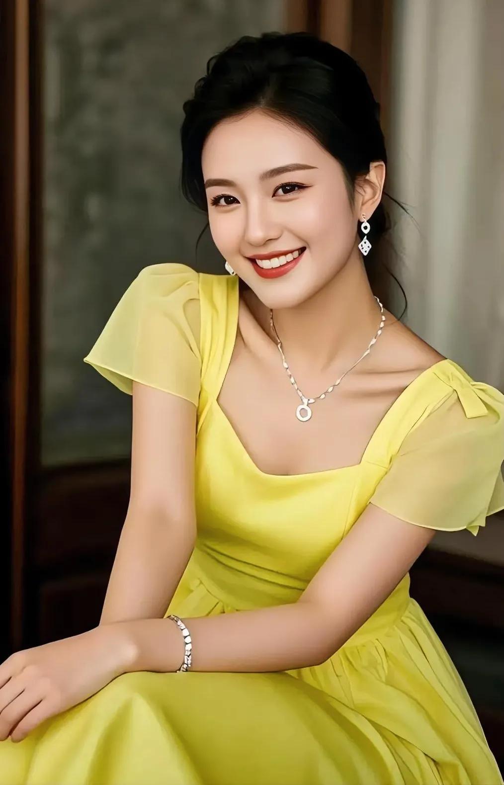 笑靥如花，黄衣美人。欣赏绝世佳人 风华绝代俏美女 美艳迷人震人心 肤白貌美养眼妹