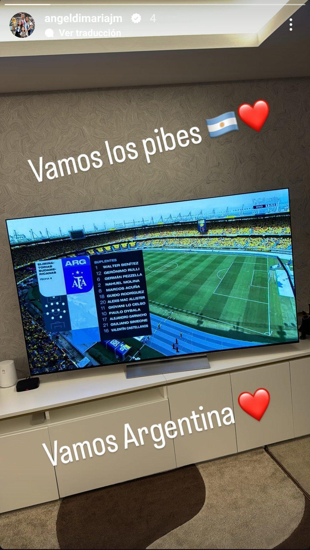 【都醒了没？天使也在看这场😍】📸迪马利亚更新IG：出发吧伙计们🇦🇷❤️#