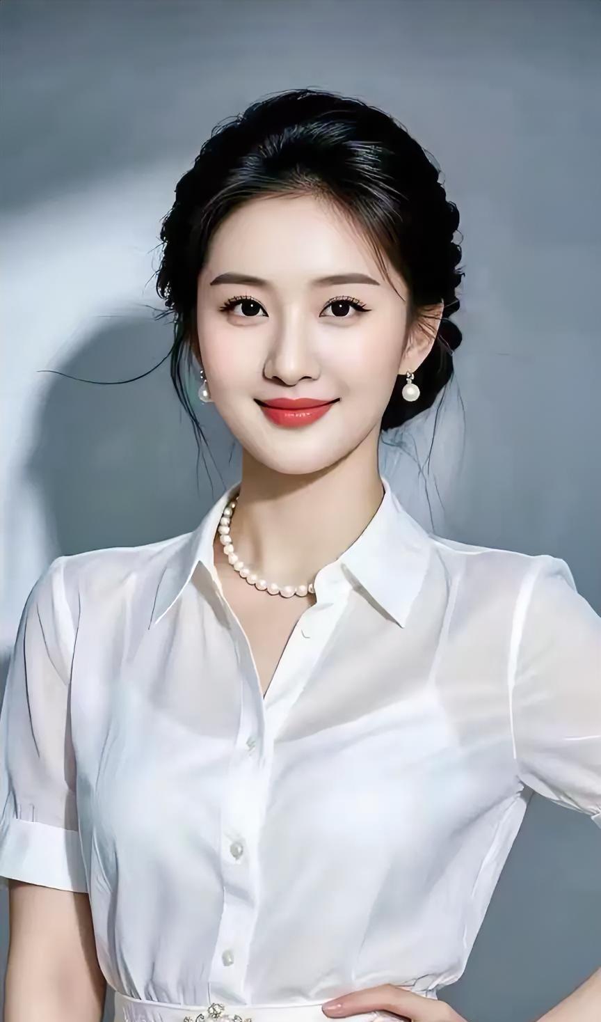 什么叫做清爽又端庄？

看白衬衫领口微开，

珍珠项链轻绕，

耳坠摇曳微光。