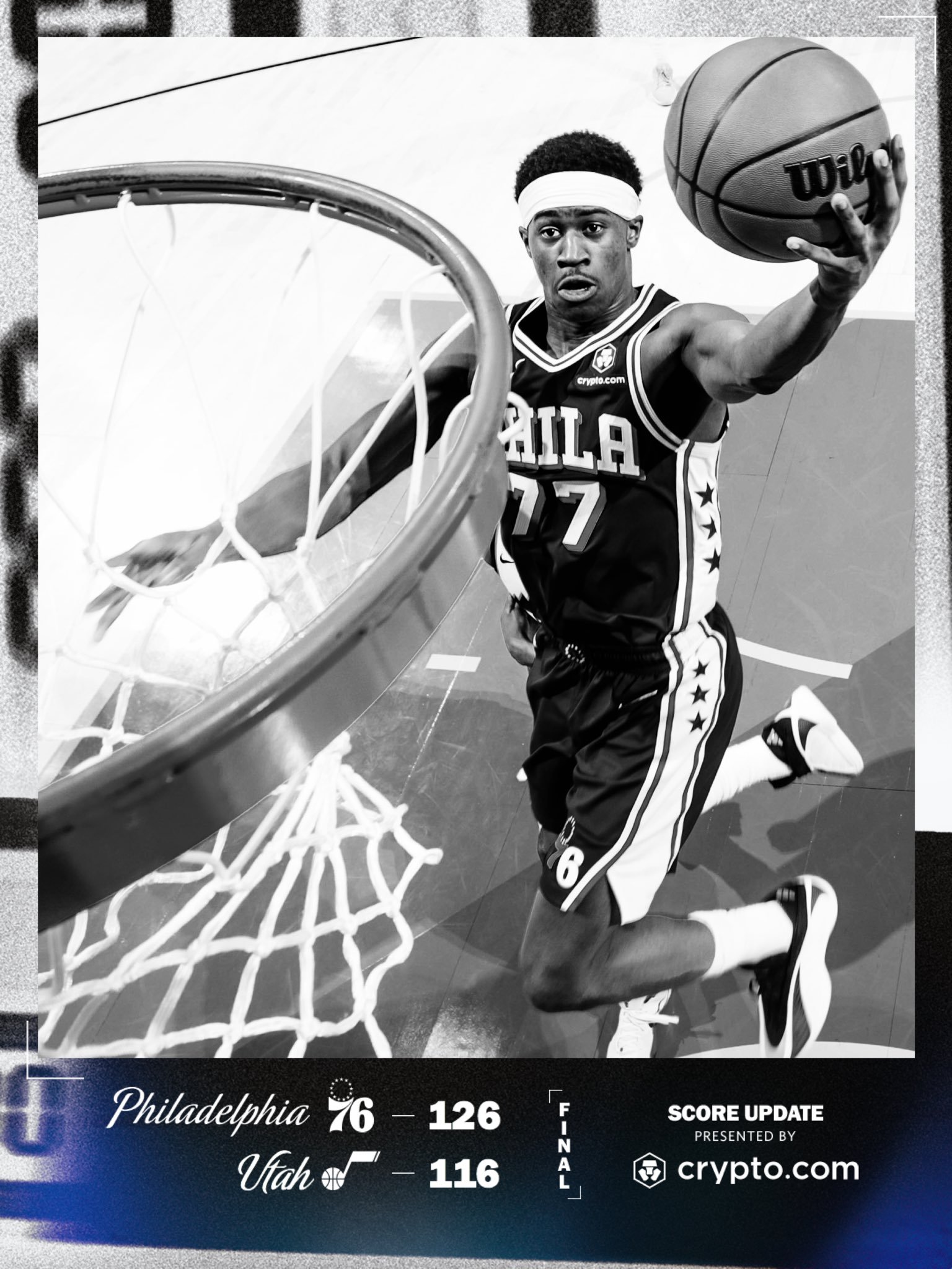 全民皆兵！全场比赛结束：76人队客场126-116战胜爵士，球队取得两连胜！埃奇