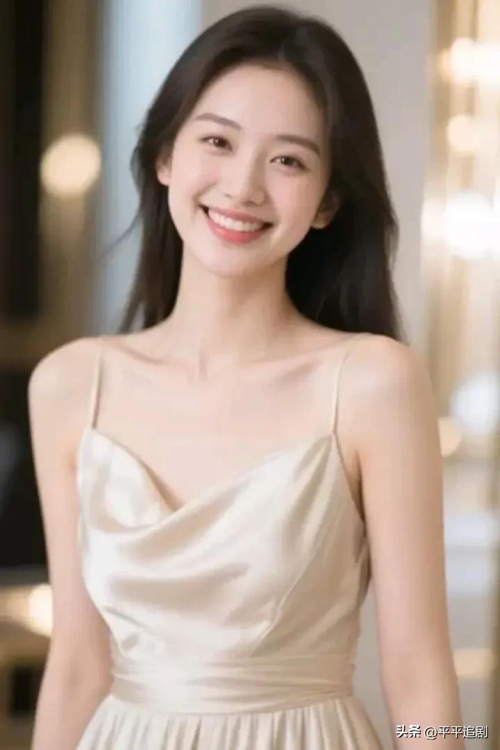 一袭丝滑裸色，衬得眉眼温柔，笑容里藏着不费力的高级感。
中年女性精致感 轻熟女人