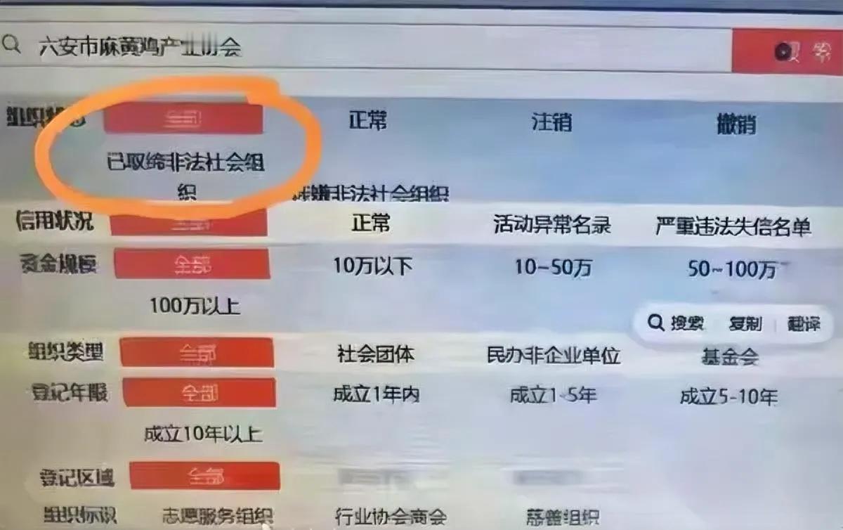 翻车现场！

“麻黄鸡”秒变黄焖鸡。

六安市那个被民政部除名的野鸡协会，昨晚蹦