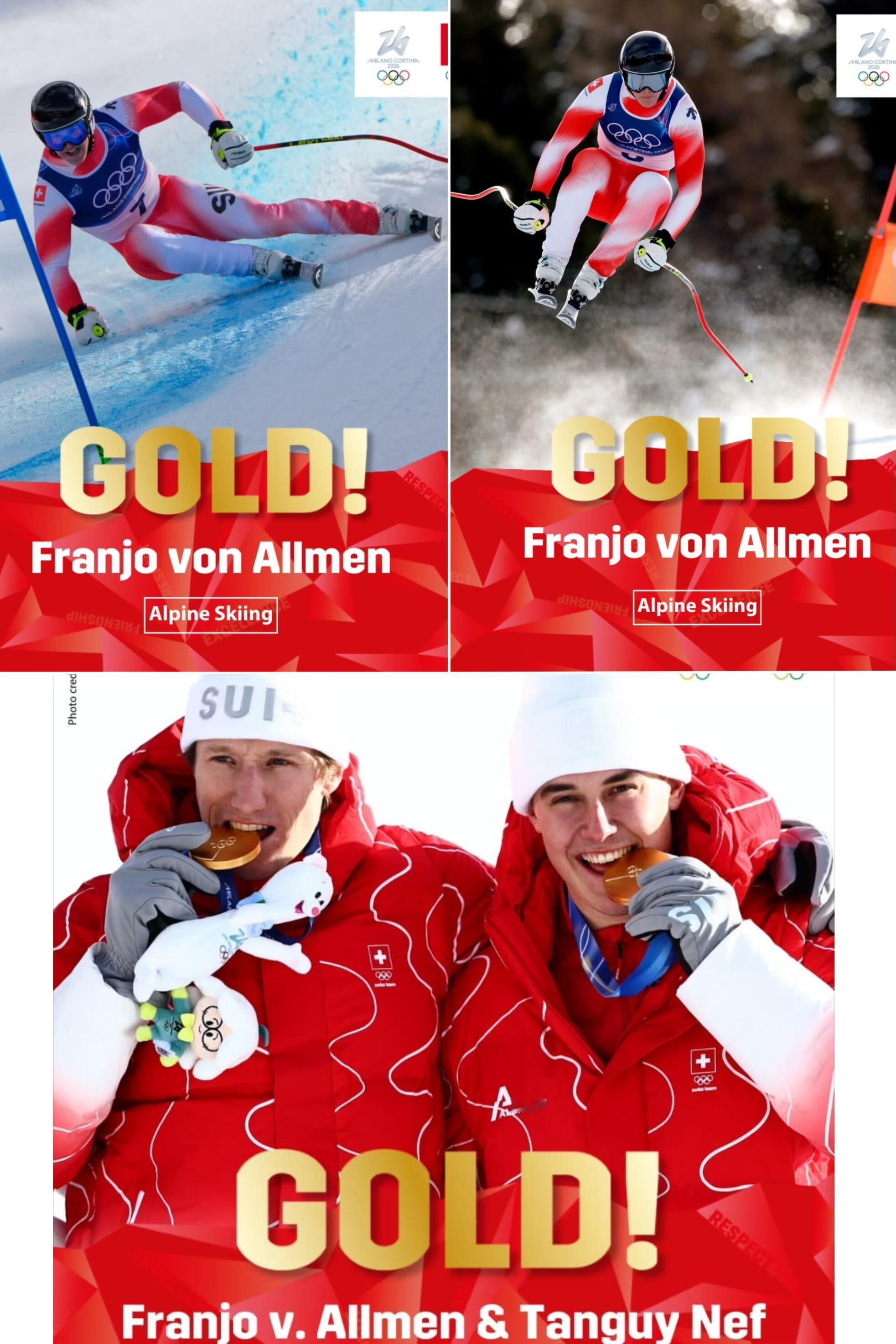 米兰冬奥首位三金王诞生 冯-阿尔门连夺三冠统治雪道，一人拿下三枚金牌，创造本届冬