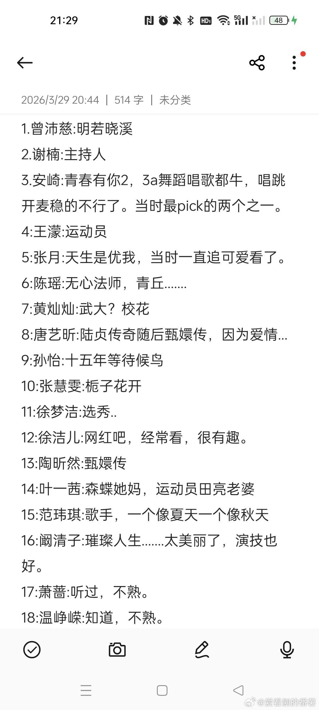 浪姐这一季我闲的也来写写。感兴趣的比上一季多，上一季就宋妍霏跟几个专业演员感兴趣