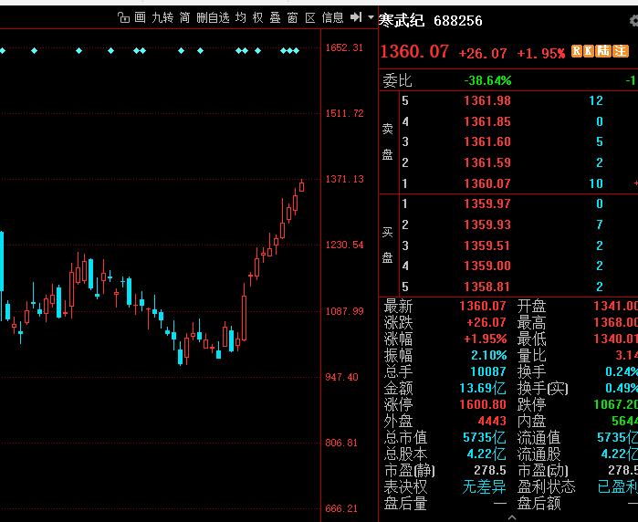 寒武纪万千宠爱于一身！

 月底之前 有望登顶股王位置。