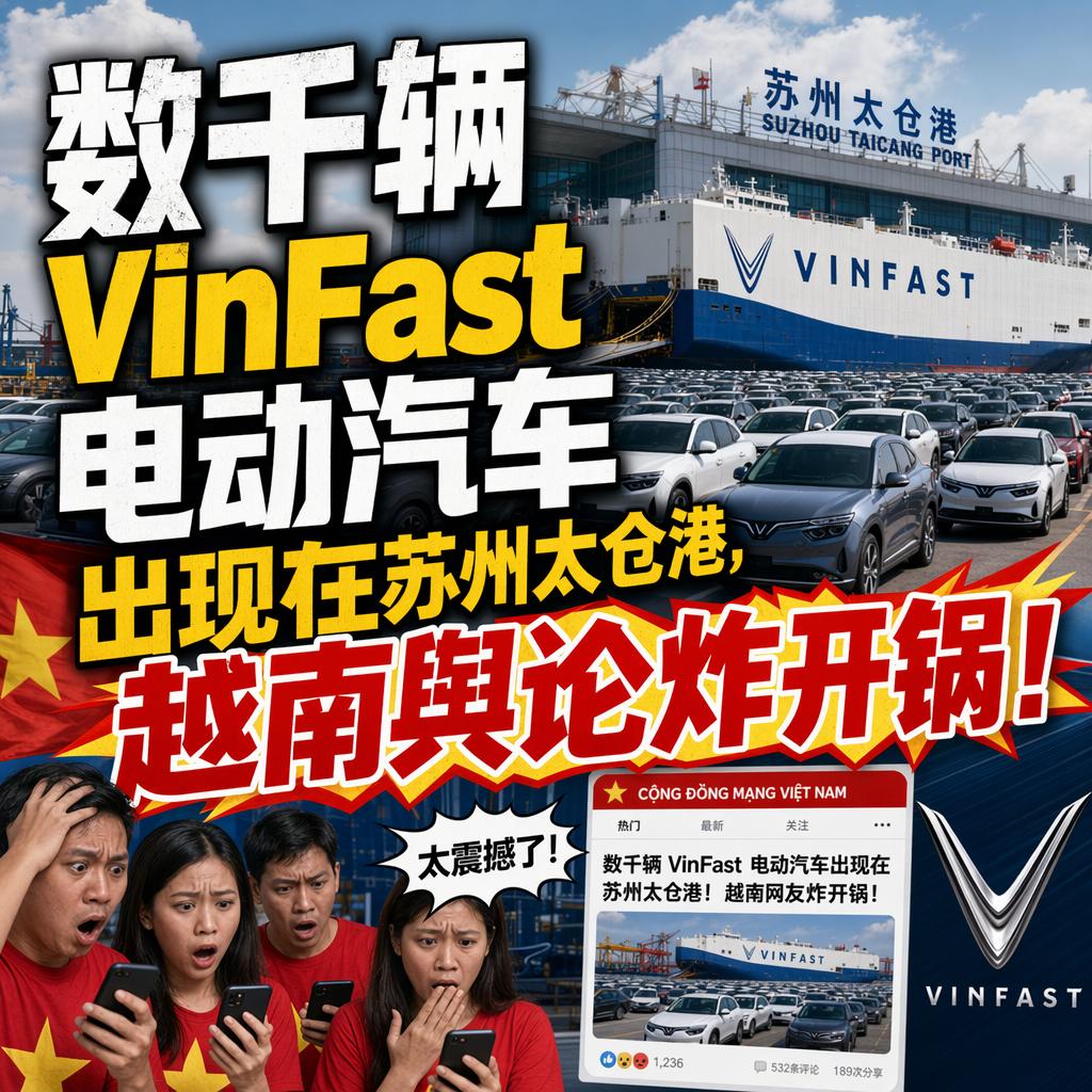 数千辆VinFast电动汽车，突然出现在苏州太仓港的中国出口宣传视频里，越南网友