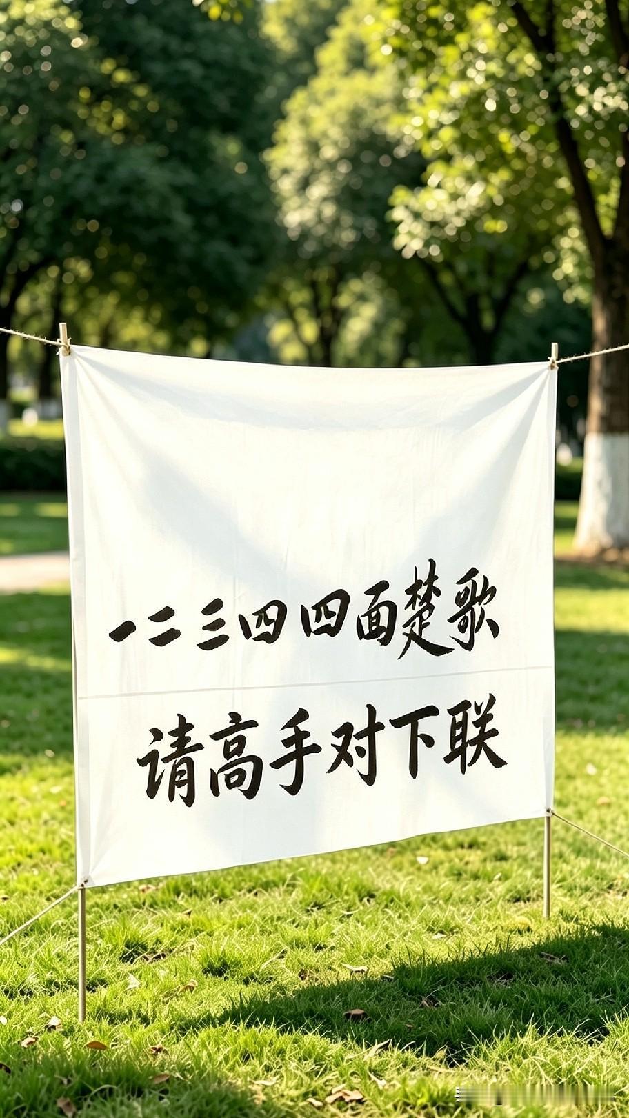 上联：一二三四四面楚歌，搁这儿好几天了，不少朋友都来尝试，硬是没几个人能对上。