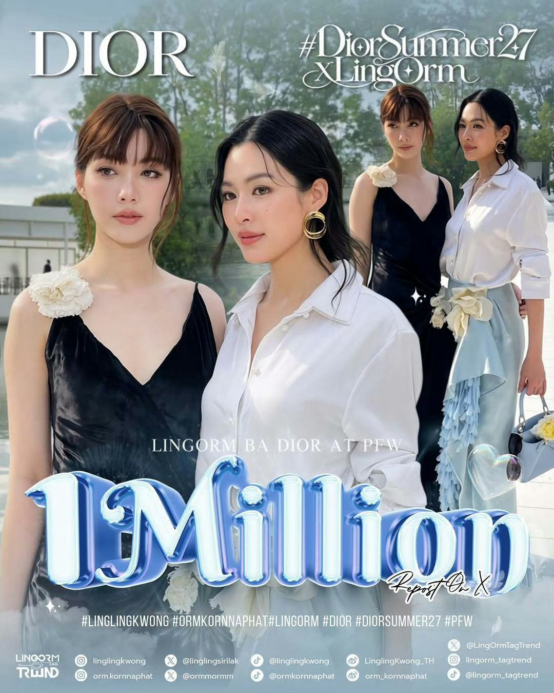 LingOrm巴黎时装周相关帖X平台转发量成功突破100万了 ​​​