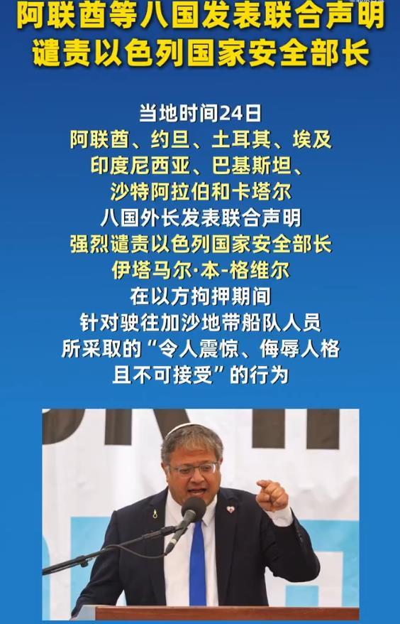 【8国发布联合声明：强烈谴责以色列！发生了什么？】

当地时间5月24日，阿联酋