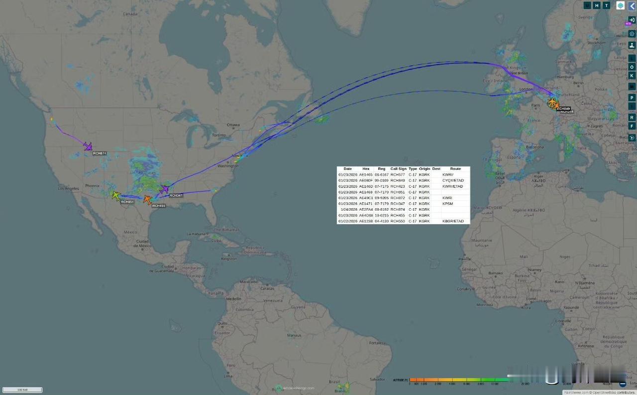 对伊朗动武几乎是板上钉钉的事了
过去一天，美国有8架C17运输机从欧洲起飞抵达美