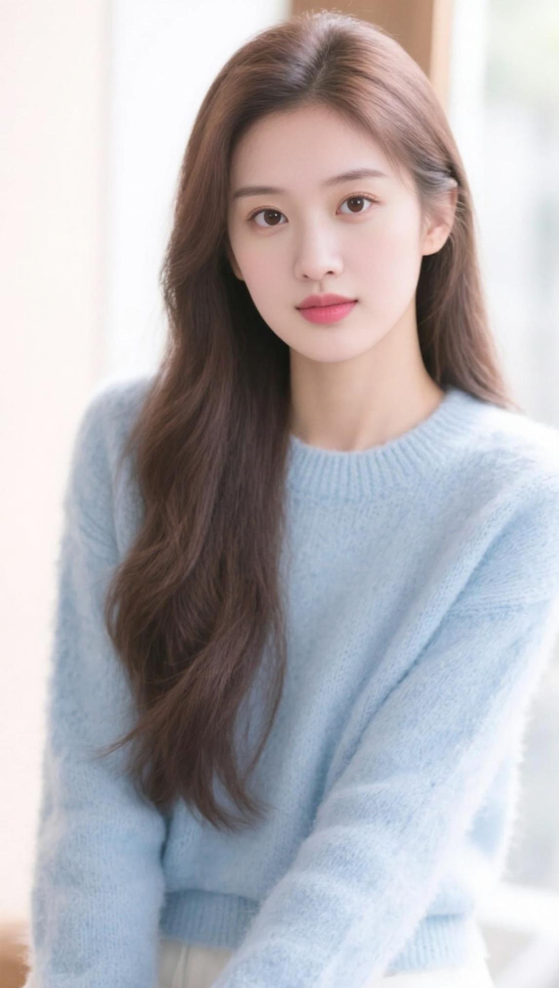 浅蓝毛衣写真 抖音ai创作