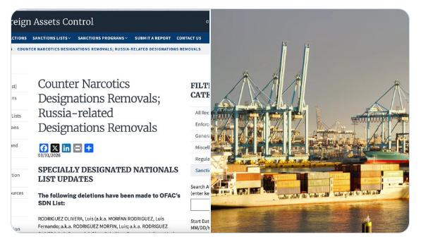 【美国已解除对三艘俄罗斯船只的制裁。】此前，集装箱船FESCO MONERON、