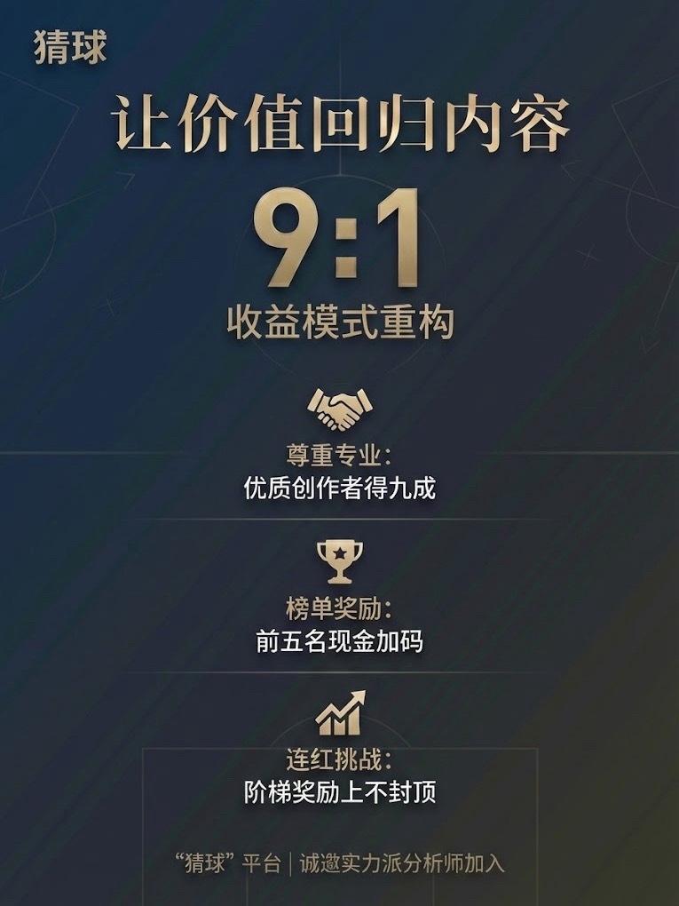 做“猜球”这个平台，初衷一直是想搭建一个真正靠谱的参考圈子。新的一年，为了让价值