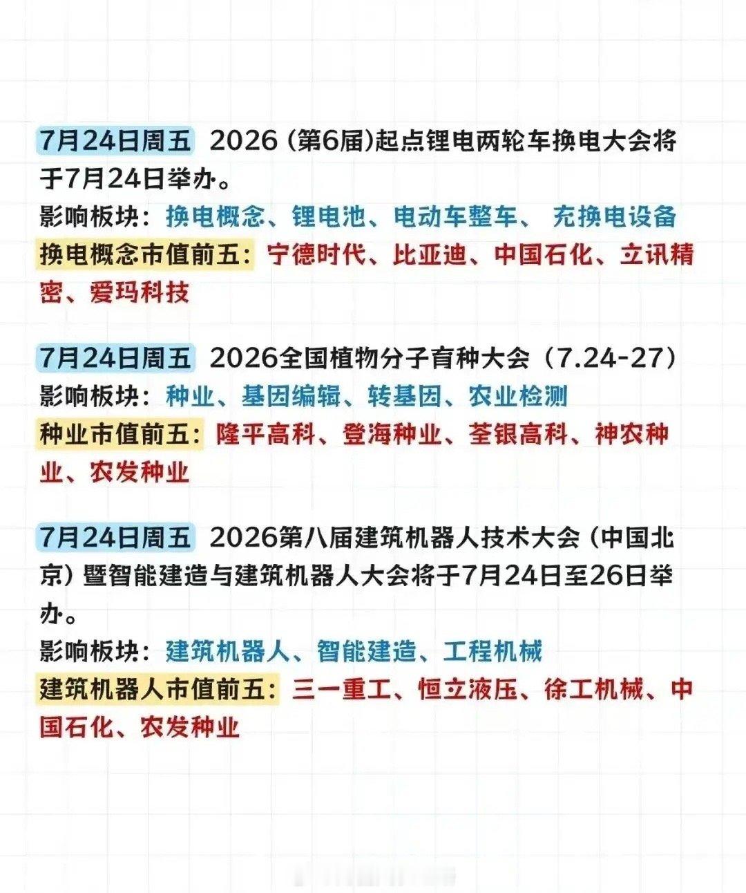 建议收好！下周A股重点事件日历出炉，各大赛道催化全部整理完毕!下周（7月19日-