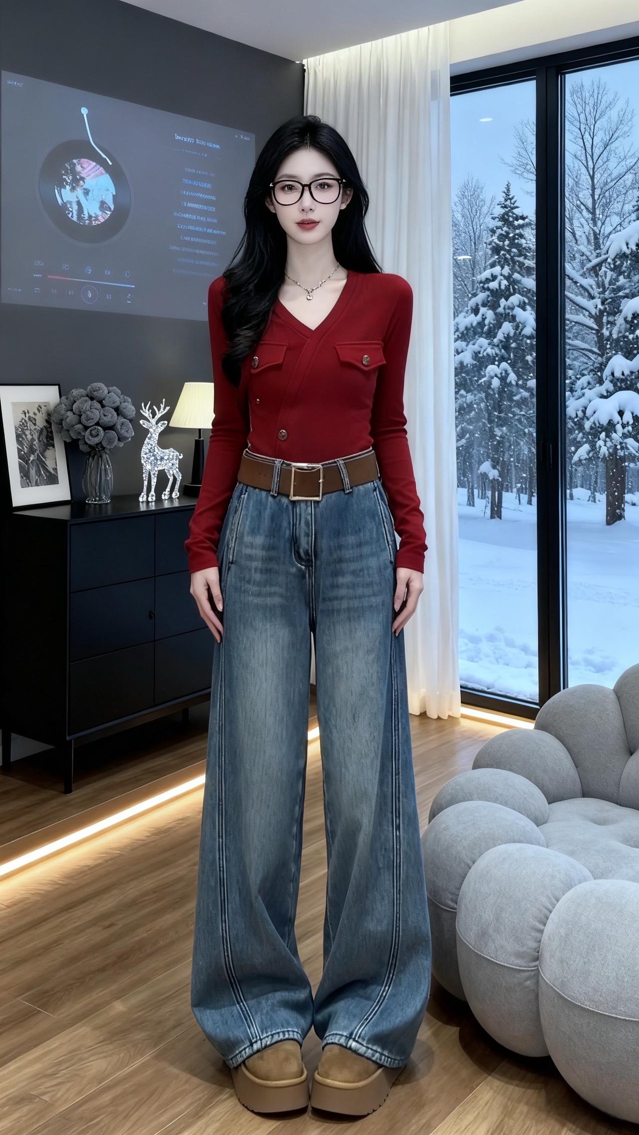 加绒加厚阔腿裤冬季穿搭 通勤搭配 阔腿裤推荐 小个子穿搭