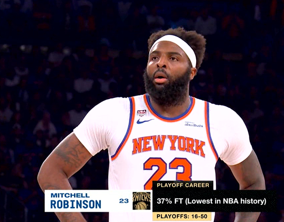 米切尔·罗宾逊职业生涯季后赛罚球命中率仅为37%，是NBA历史最低纪录！不砍你，