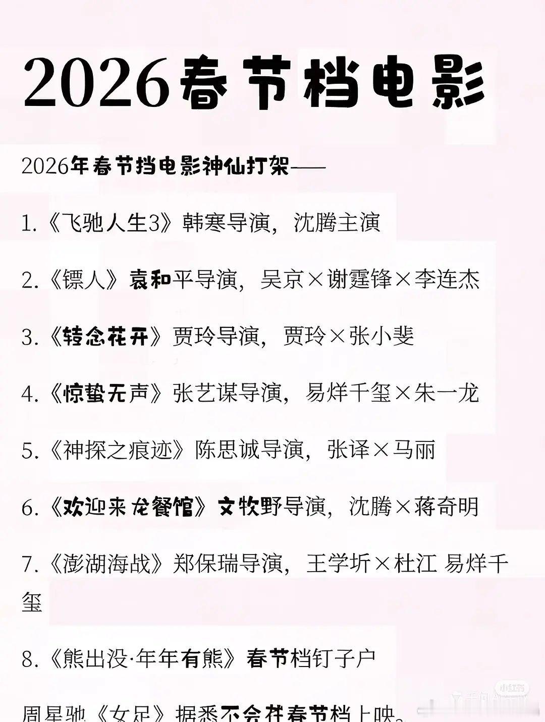 2026春节档电影，最想看哪几部？ 