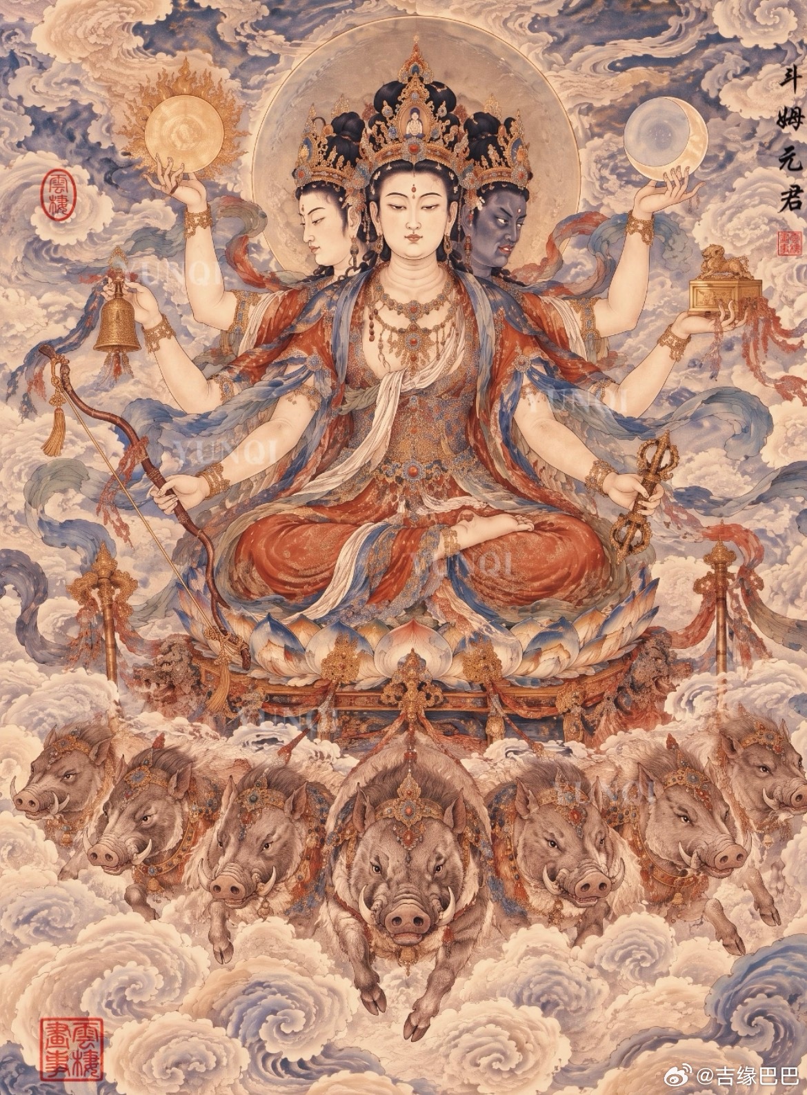 斗姆元君掌管诸天星辰，地位崇高，掌度生拯厄；这段时间可多拜斗姆元君，会保佑你接下
