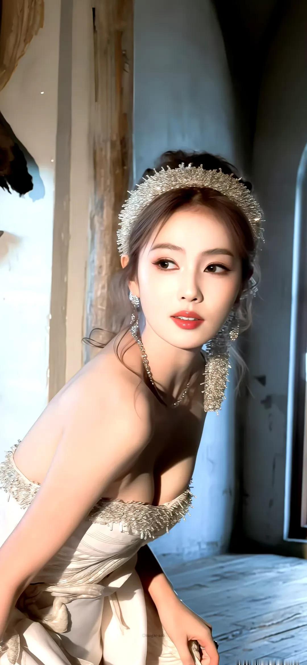 白鹿一出场，全场眼神都粘她身上了。
粉头发不甜腻，白裙子不单薄，露背裙一穿，连灯