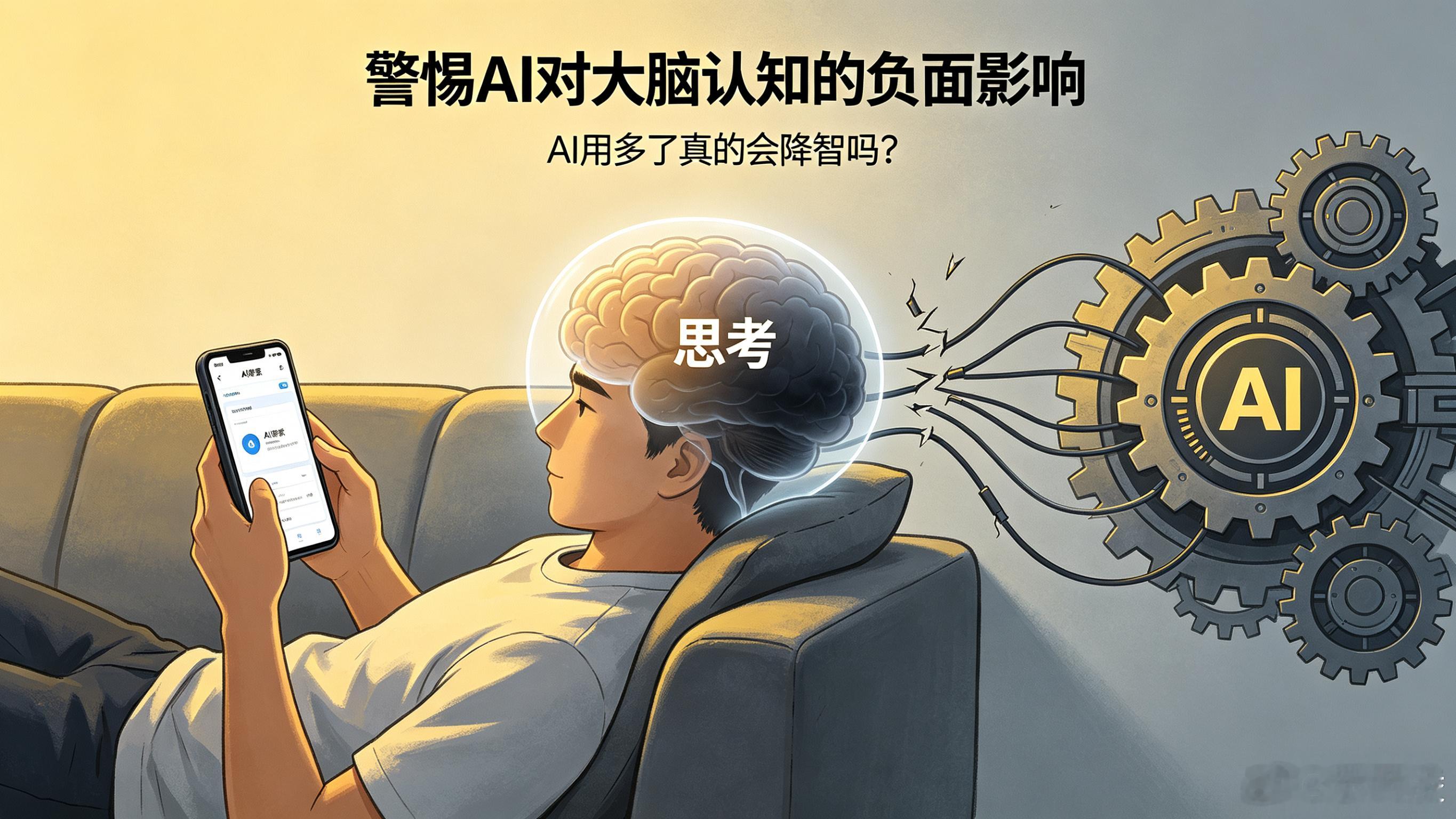 警惕AI对大脑认知的负面影响长期过度依靠AI，容易出现认知卸载、思维惰性。大脑缺