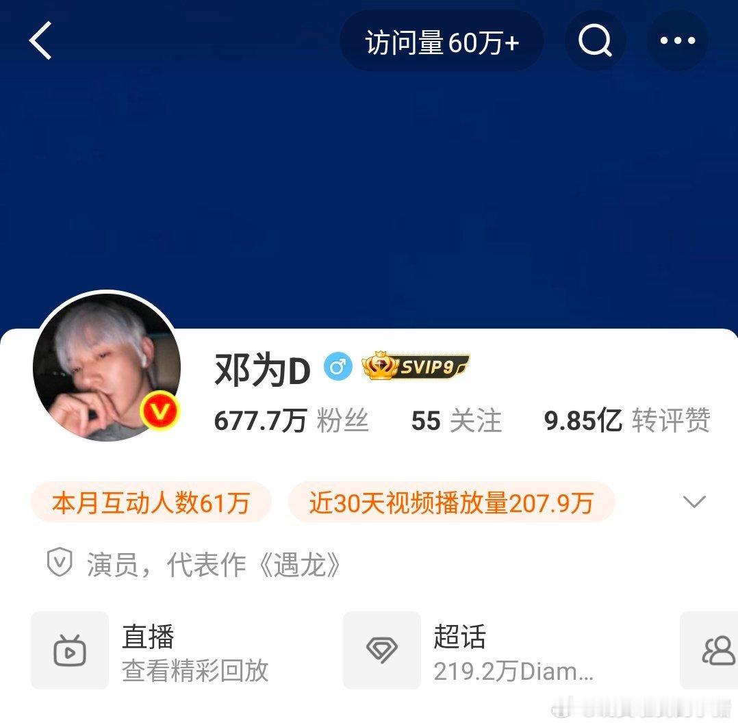 邓为微博换白发自拍头像🤳 ​​​