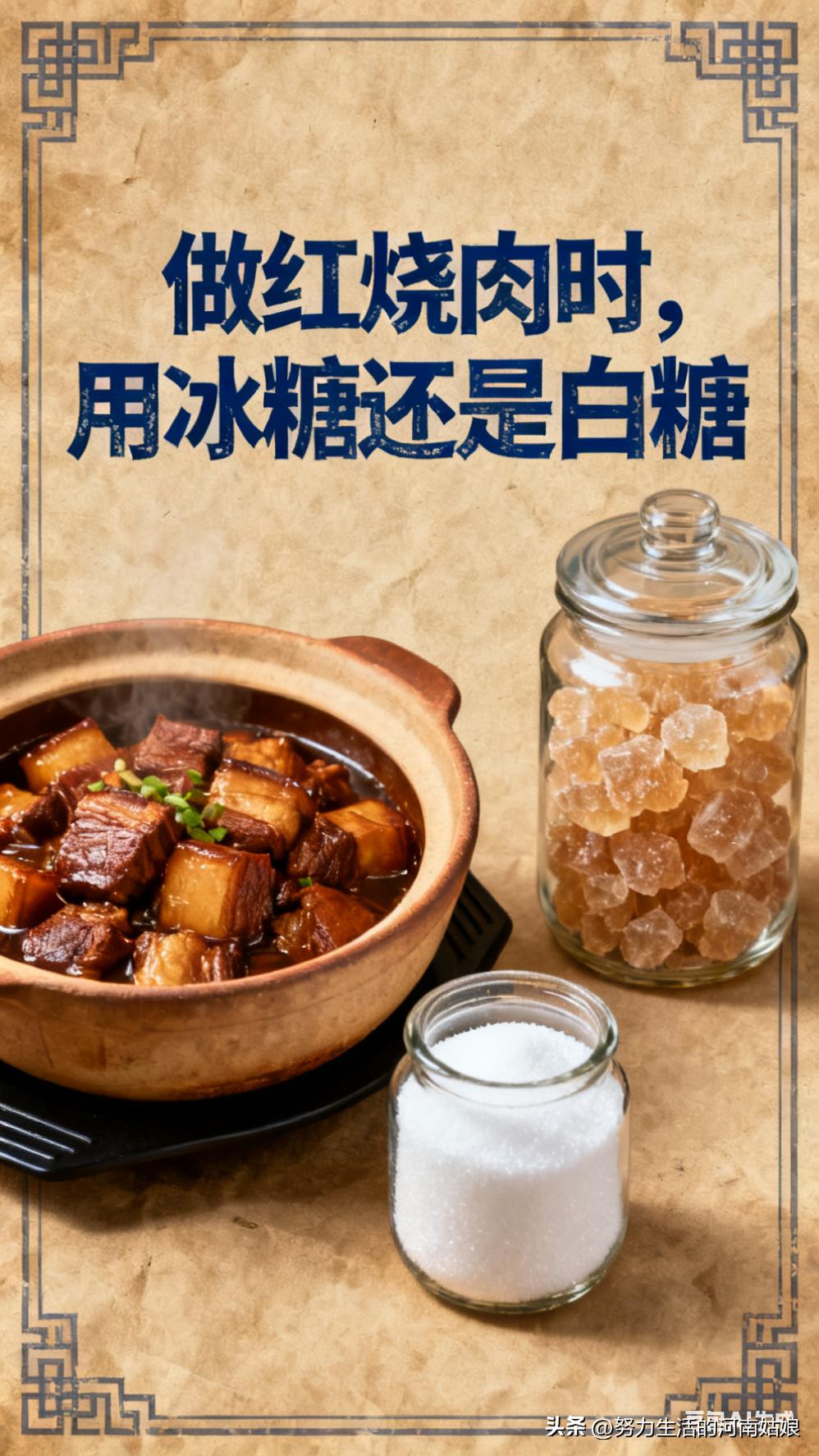 炖红烧肉，糖选不对直接毁一锅！别再瞎用了，听句实在的。
 
饭店大厨几乎都用冰糖
