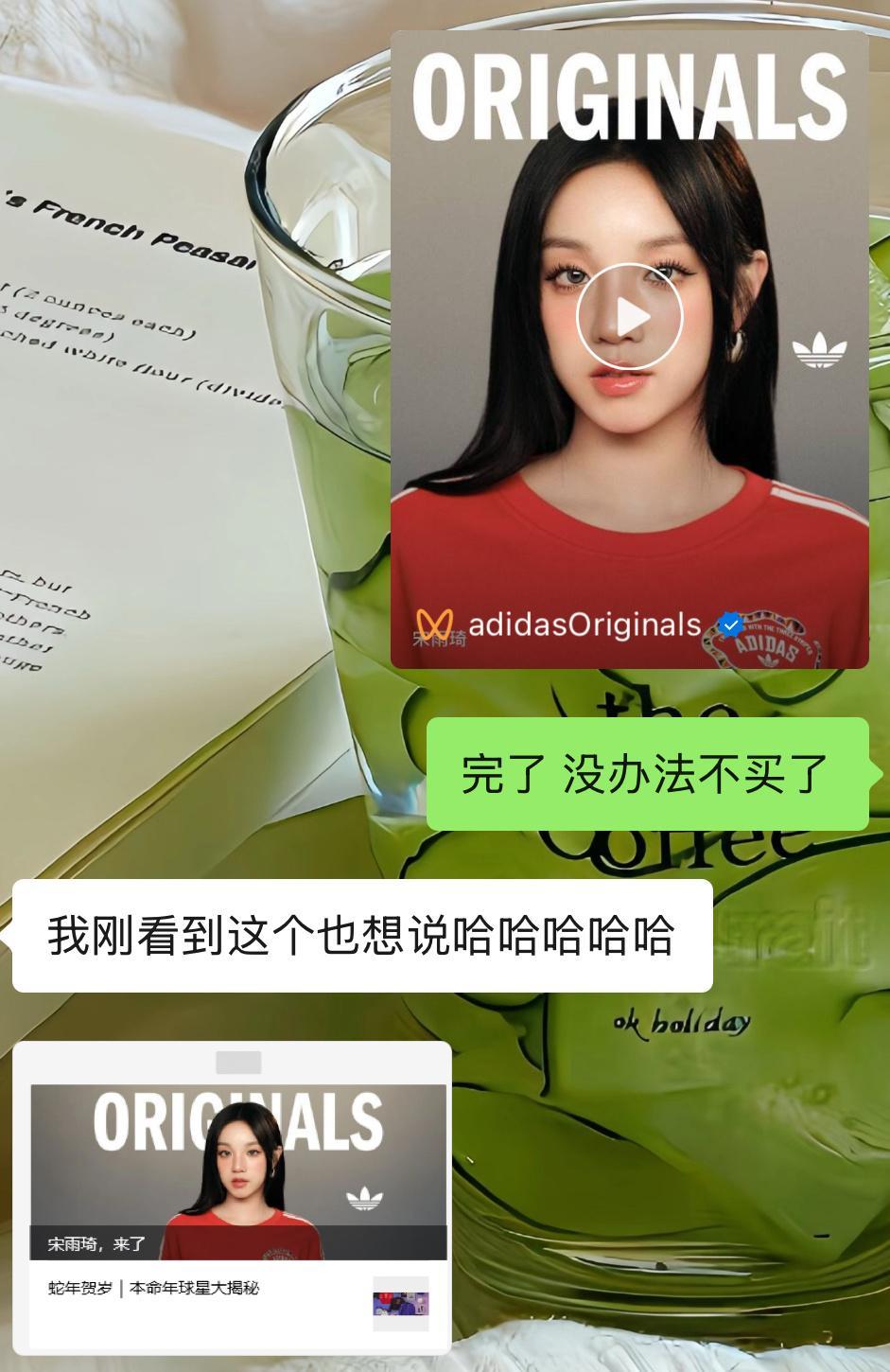 我和朋友看到宋雨琦官宣阿迪达斯的反应[亲亲] 