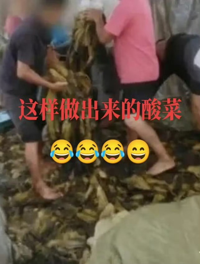 画面中赤脚踩踏、随地吐痰腌制画面真的恶心，自从曝光就再也没买过了老坛酸菜 脚踩