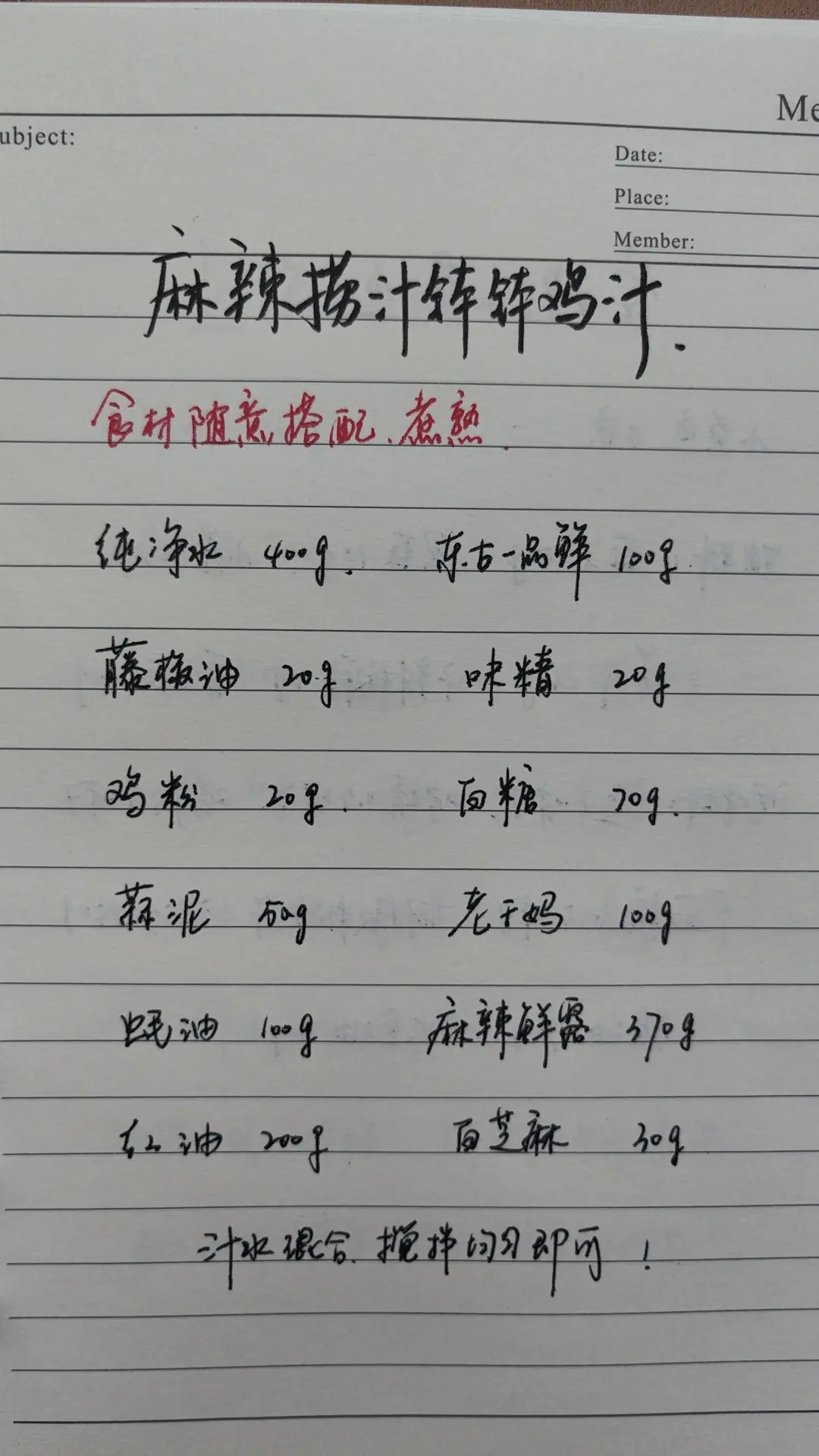 麻辣捞汁钵钵鸡汁水配方比例。花1800从别人那边学来的，摆摊用过很不错...