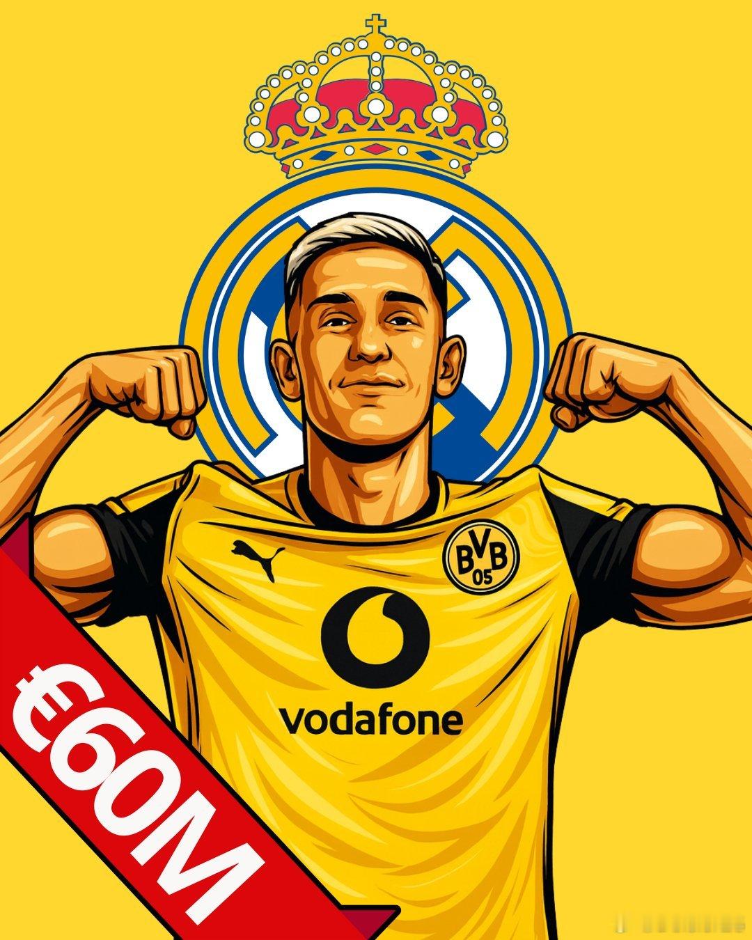 🚨皇家馬德里加入了巴塞羅納和拜仁慕尼黑，爭奪尼科·施洛特貝克的行列。多特蒙德的