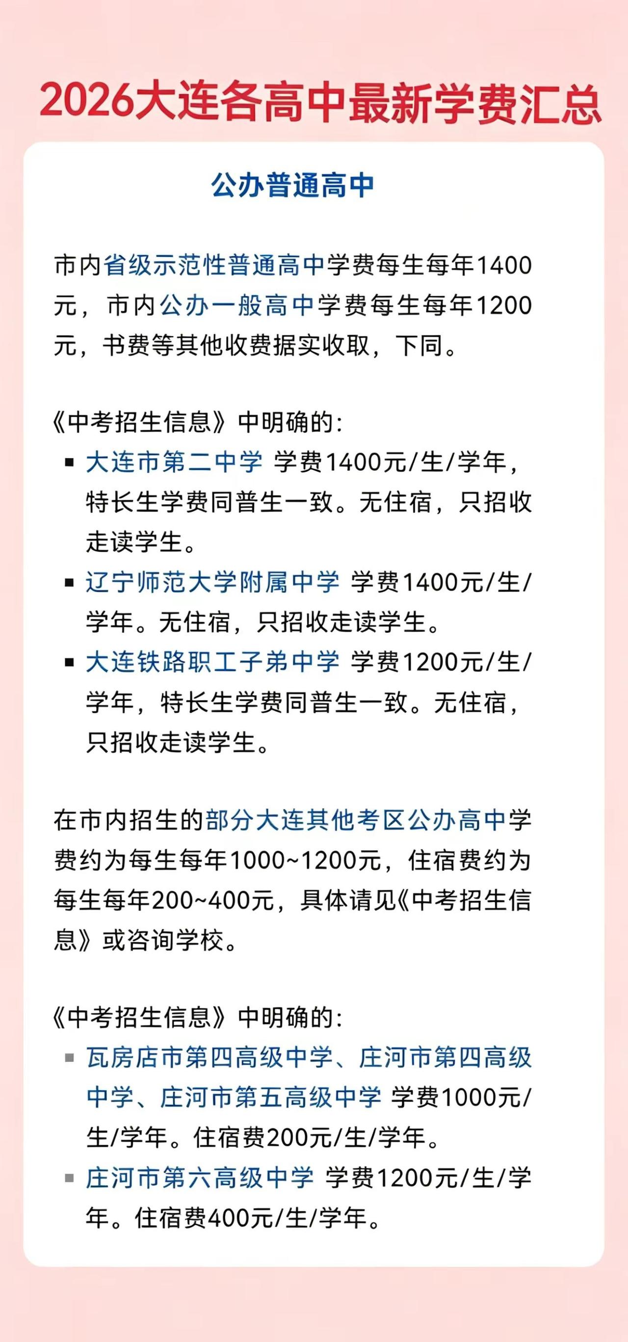 2026大连高中学费全曝光！ 2026大连高中学费全曝光！公办民办差距太大了！大