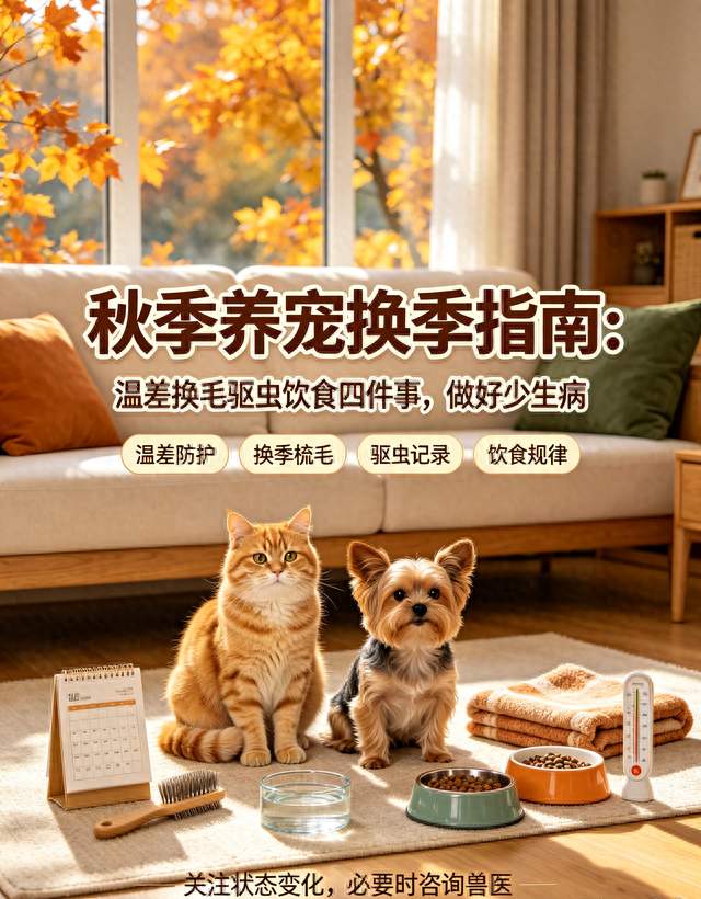 秋季养宠换季指南：温差换毛驱虫饮食四件事，做好少生病