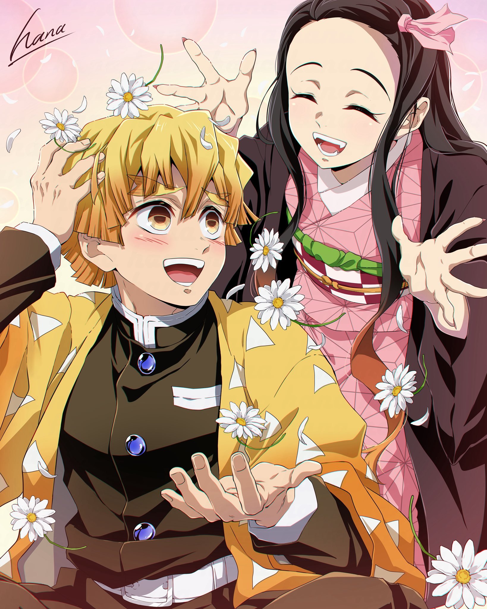 鬼灭之刃动漫 “祝你生日快乐善逸”绘：hana_ni_nare_ ​​​