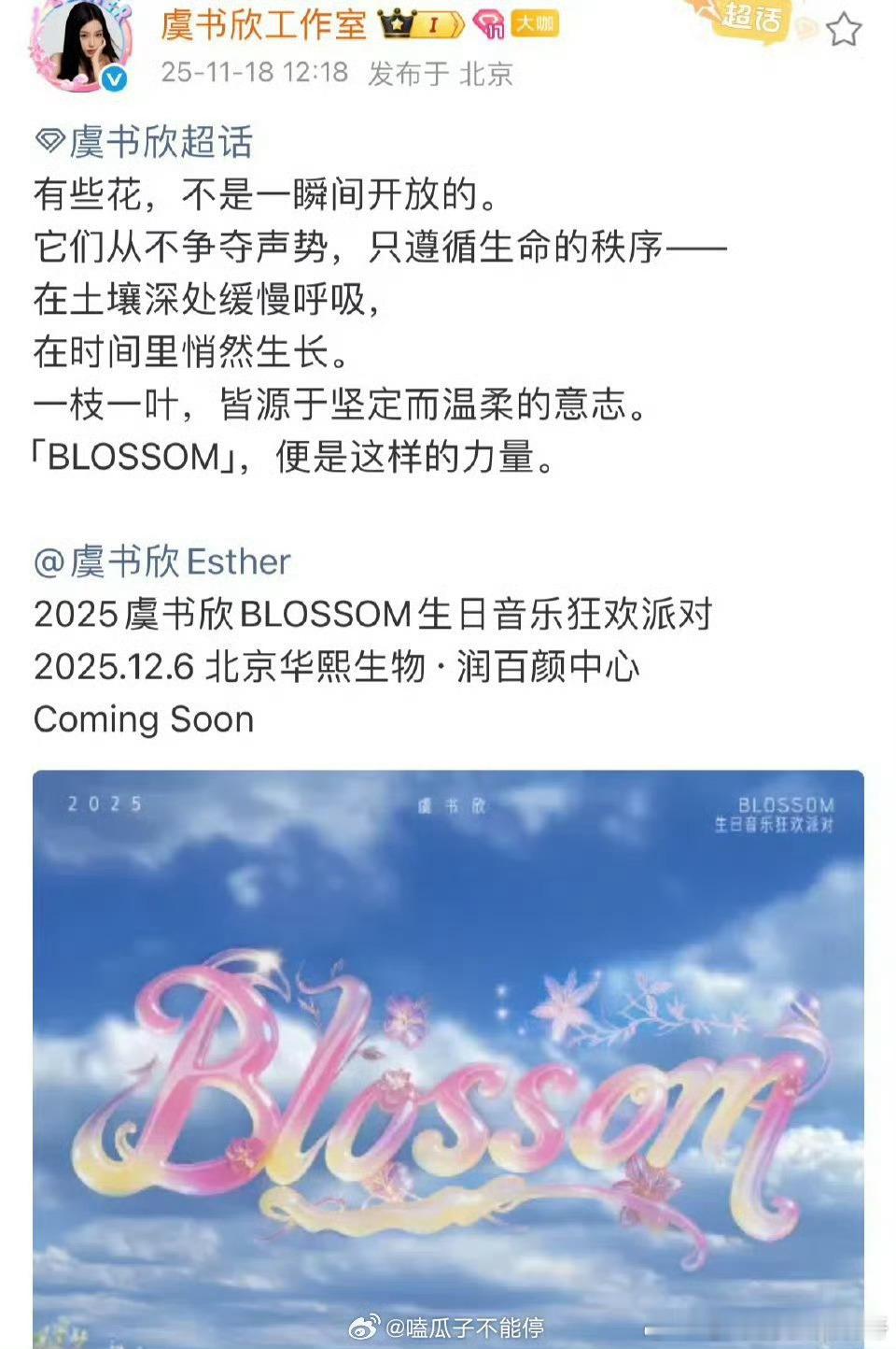 网友爆料虞书欣4月份就在筹备生日演唱会了  