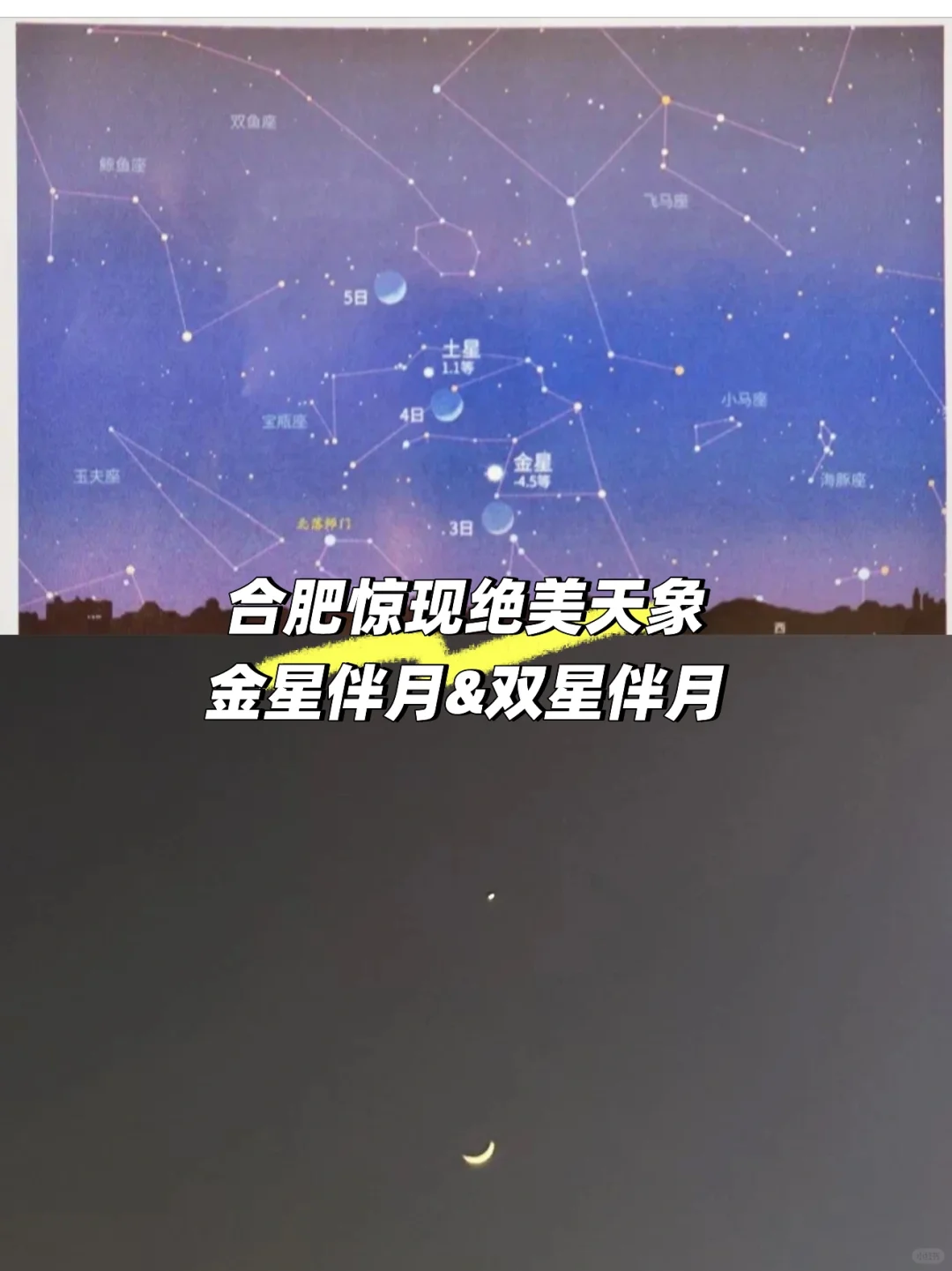 合肥惊现绝美天象✨金星伴月&双星伴月