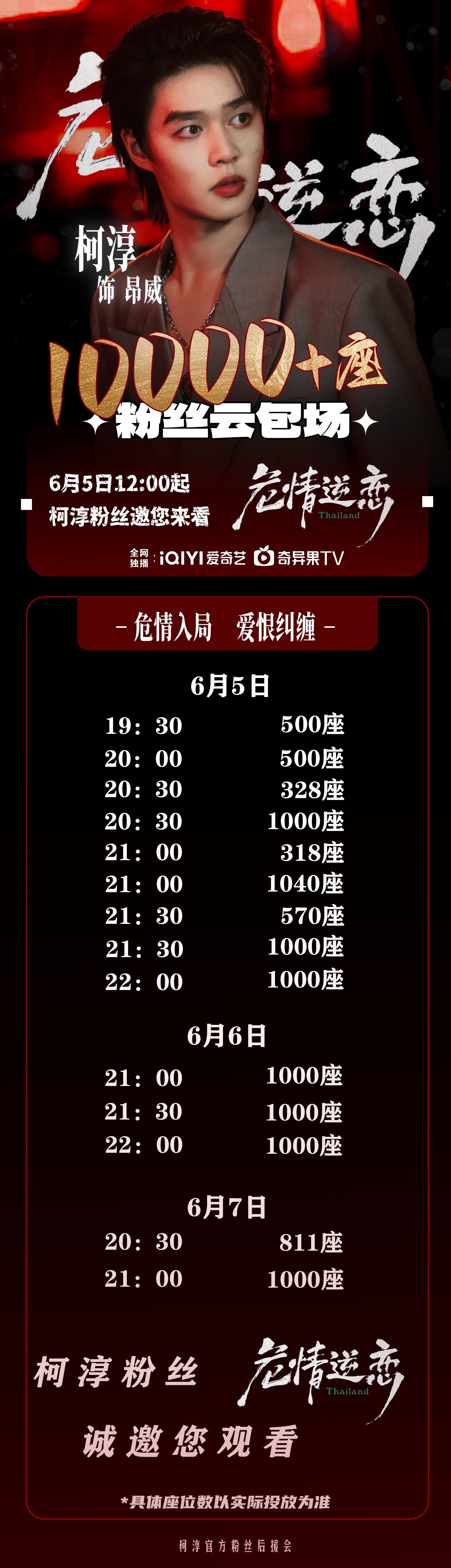 柯淳粉丝1W+云包场诚邀大家来爱奇艺观看柯淳新剧《危情逆恋》