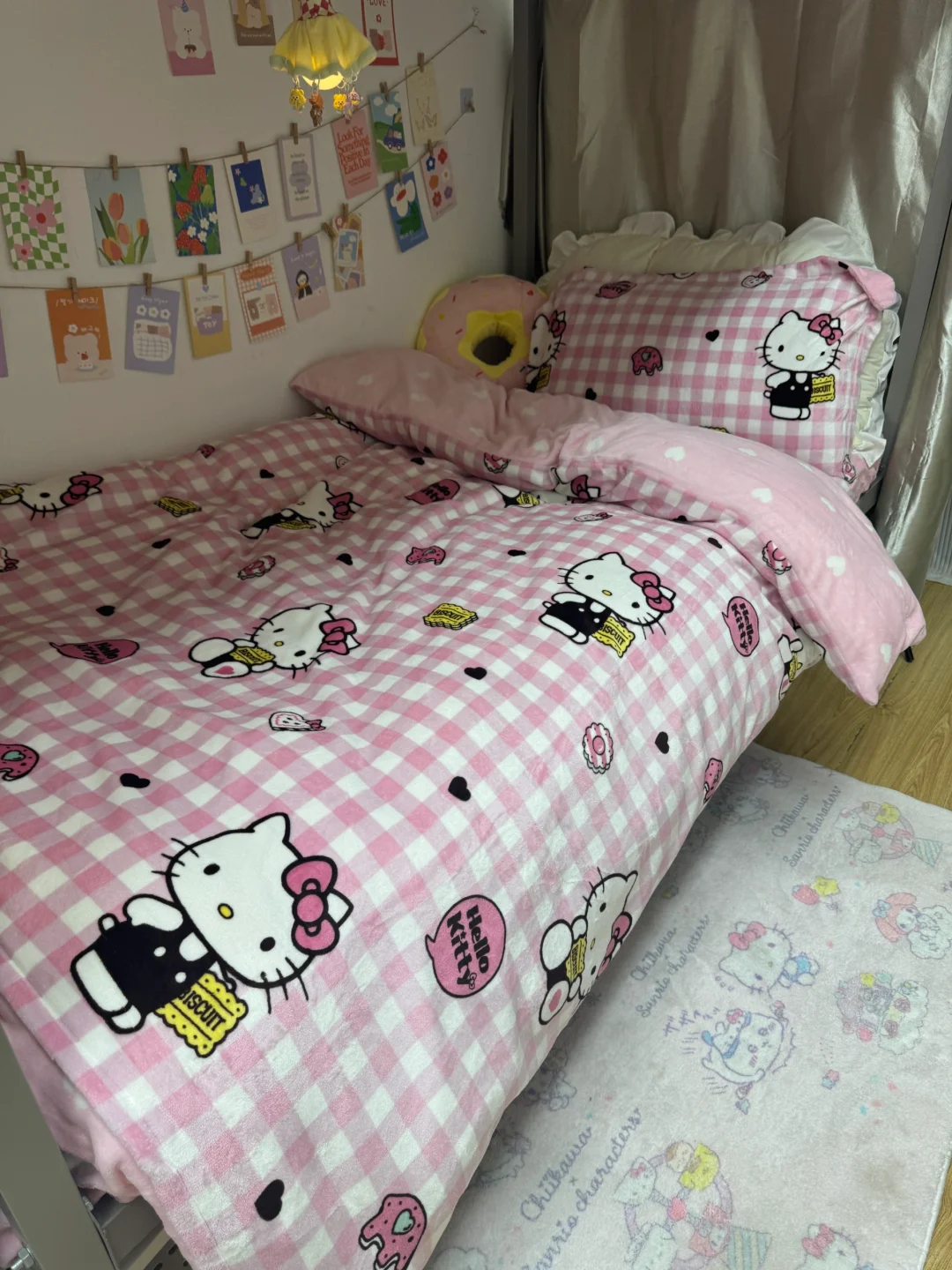 粉色kitty牛奶绒三件套！