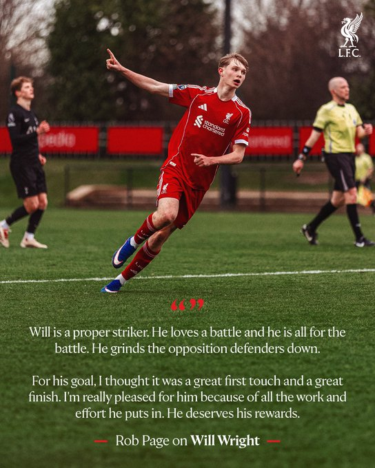 利物浦青训 进入2026年，U21保持不败且只平了一场，主教练佩奇赛后采访关于表