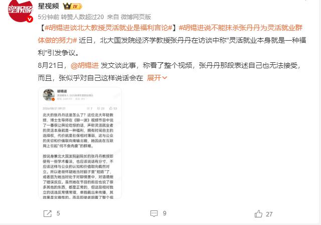 不管是胡锡进还是北大教授都没有灵活就业者有发言权！不过胡锡进这次的言论还是比北大