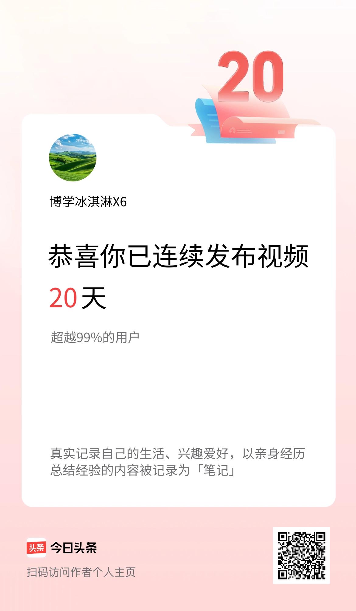 我在头条连续视频投稿20天