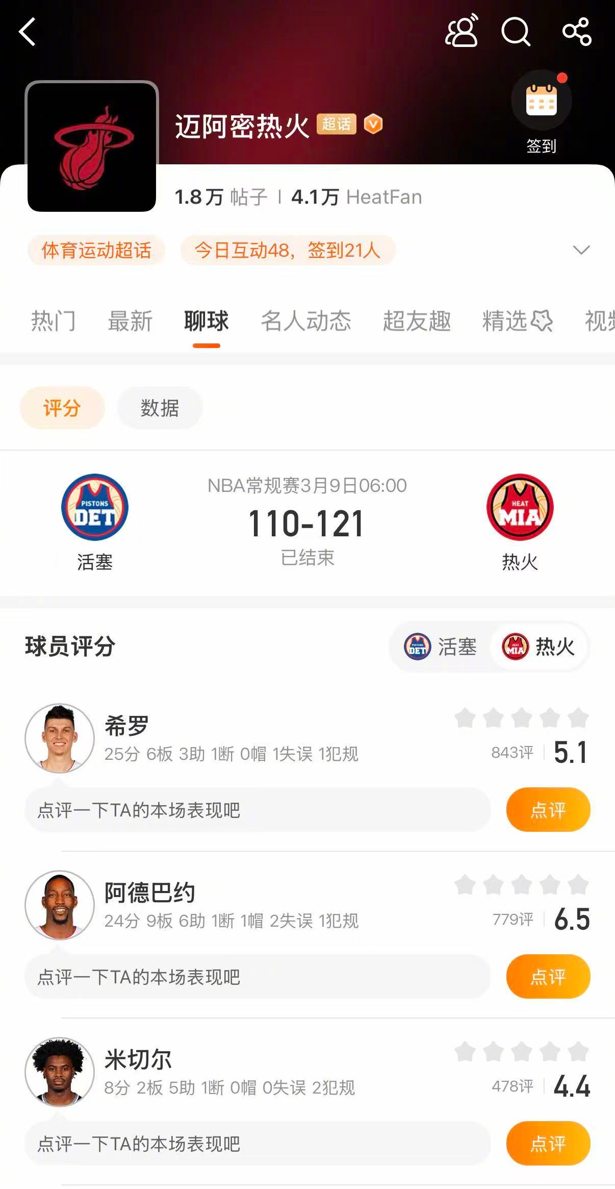 热火战胜活塞 热火121-110战胜活塞，活塞四连败。希罗25分，阿德巴约24分