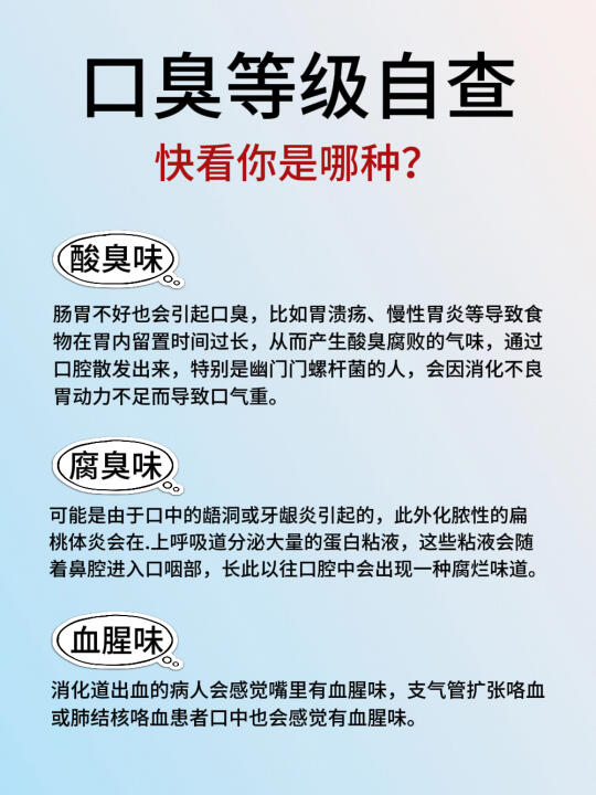 口臭等级自查，看看你属于哪种？