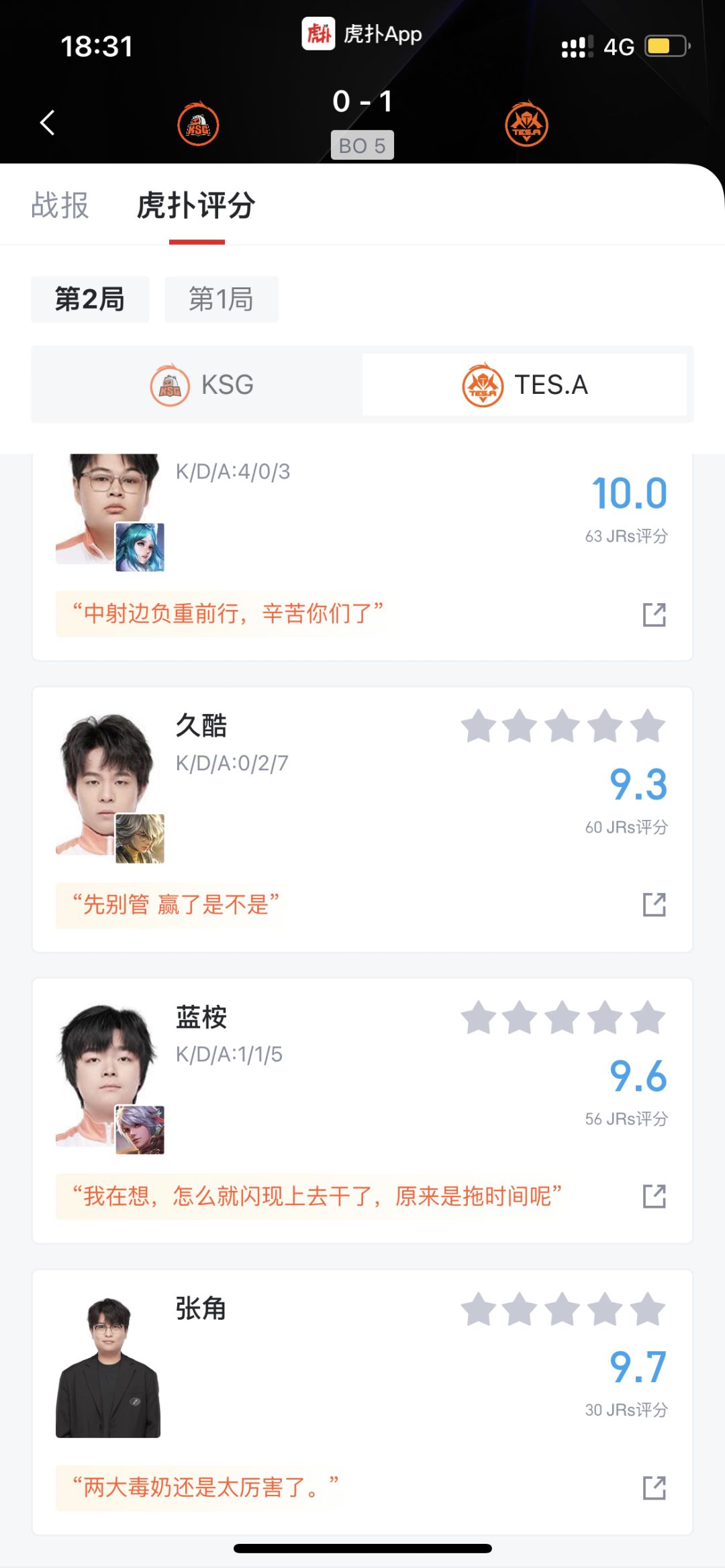 让二追三？苏州KSG0比2长沙tes