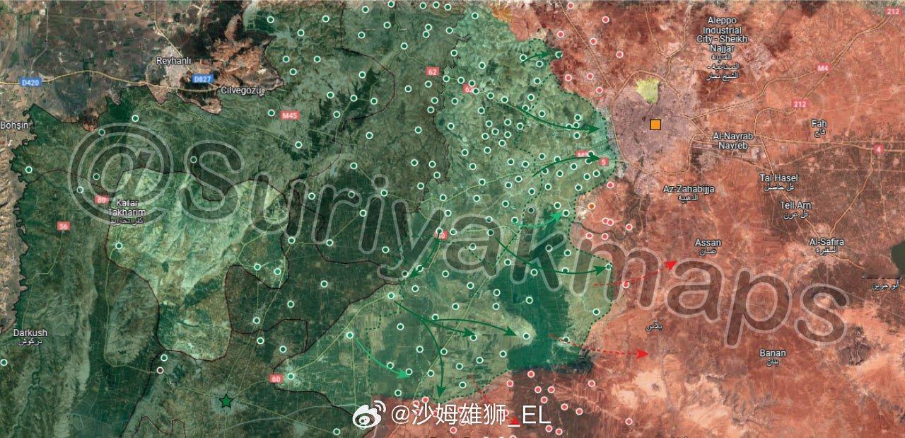 叙利亚西北部前线，昨天阿勒颇方向的灾难性战线崩溃。 