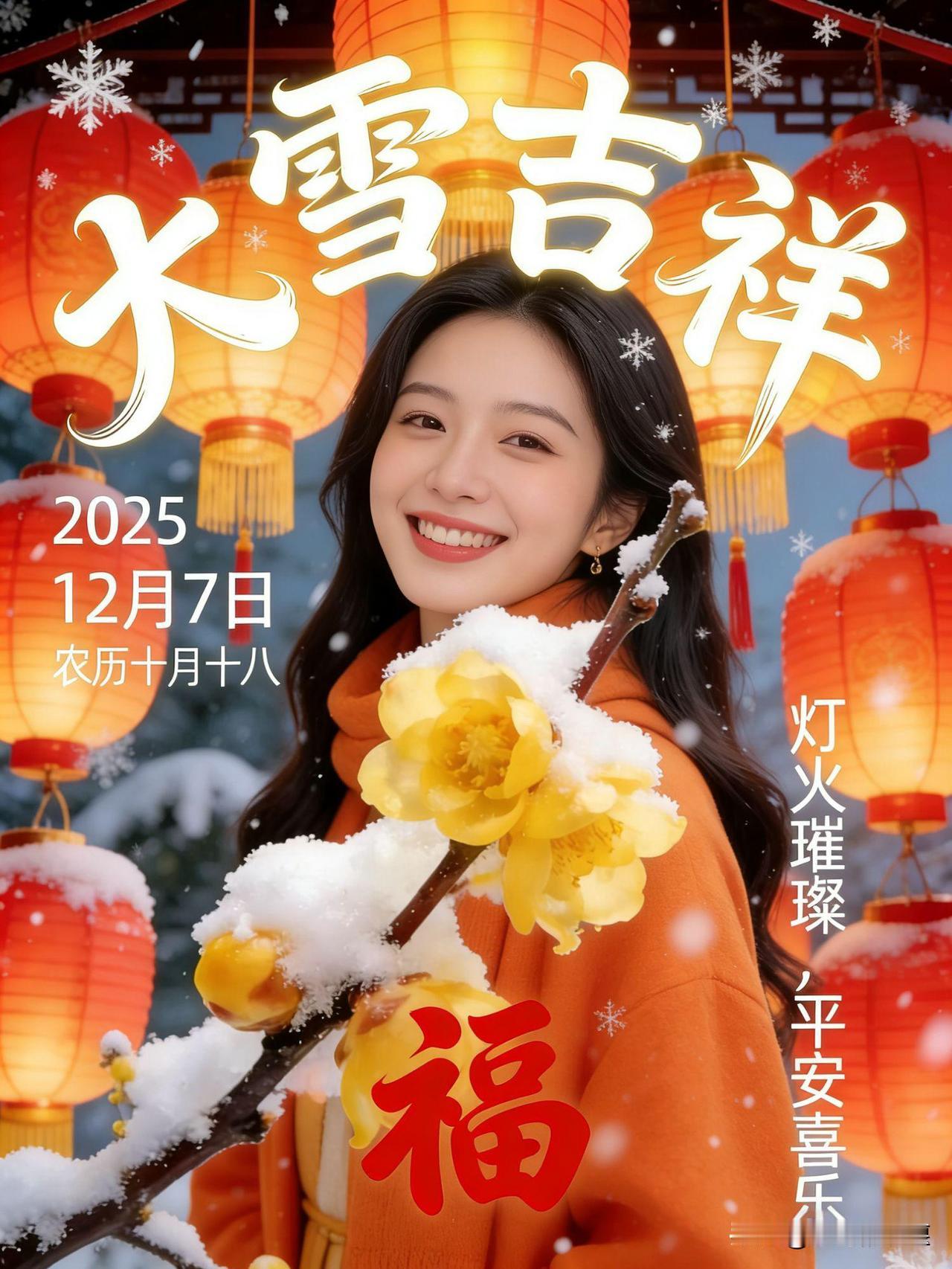 大雪节气我出行：雪落清寒，心向暖光
 
今日大雪，冬意愈浓，朔风裹着清冽掠过街巷