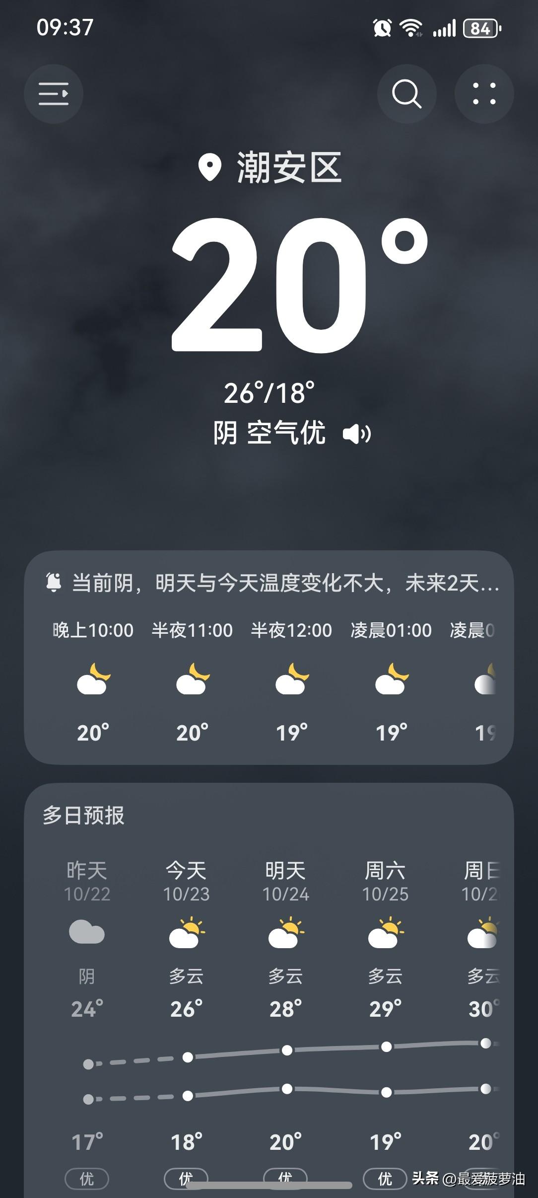 阿冷助力广东解锁霜降氛围感！

受冷空气影响，
23日粤西市县有小雨，
24～2