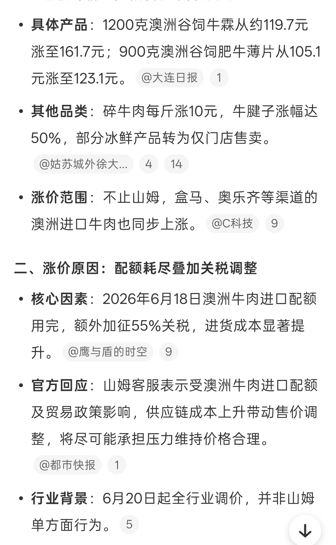山姆被曝多款产品涨超30%涨价如果不合算的话就不买了，去山姆本身就是为了买品质高