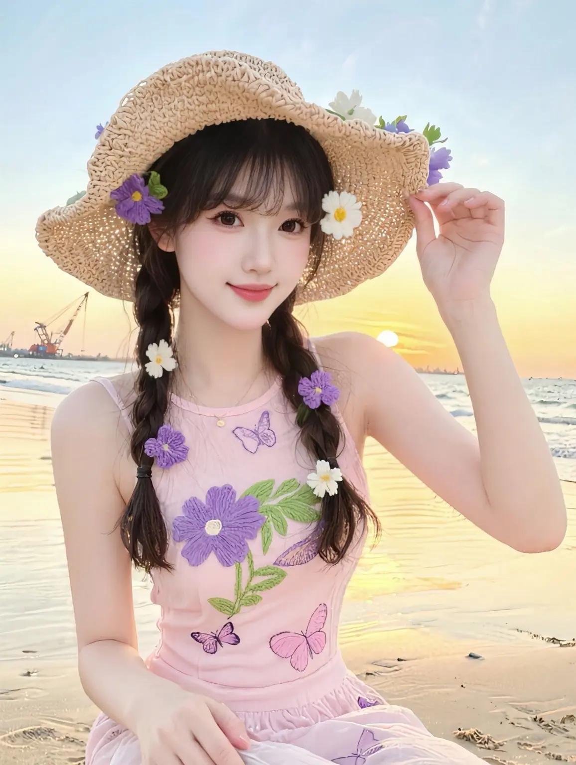 夏季连衣裙 海边拍照 女生拍照姿势 气质仙女裙穿搭