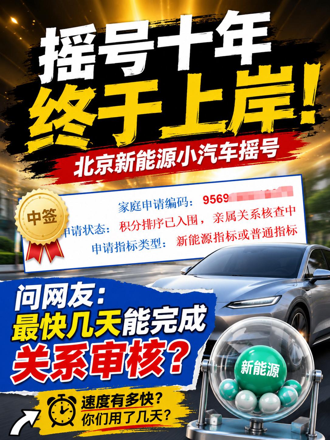 40分上岸！仅夫妻两人需要审核多久能上牌啊？北京新能源指标 北京市小汽车摇号 北