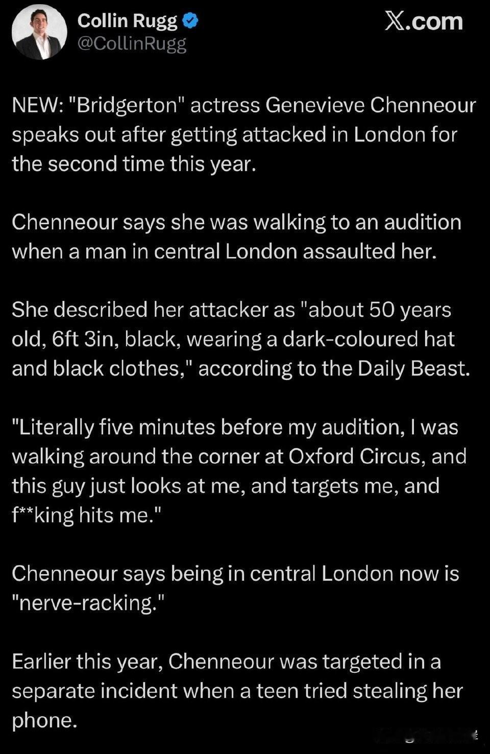 突发：《布里奇顿》女演员Genevieve Chenneour发声，称今年第二次